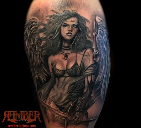 Rember, Dark Age Tattoo Studio - Black and Grey Realism Angel